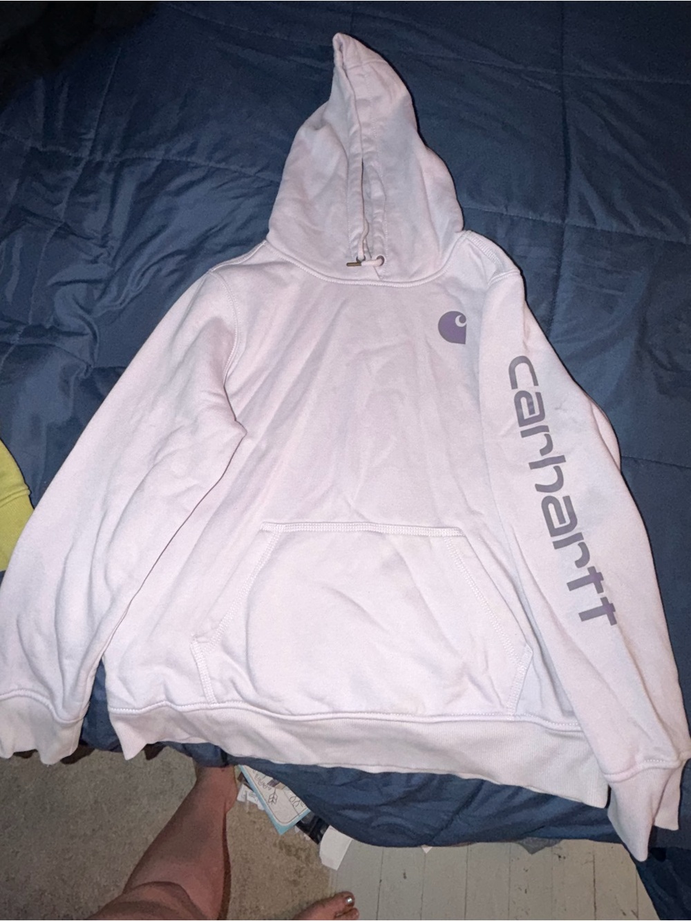 Carhartt Women's Pullover Hoodie - Pale Pink with Purple Logo